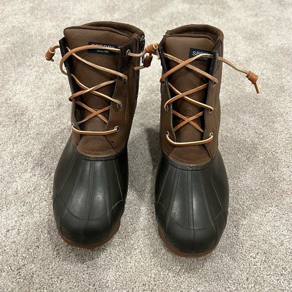 Sperry Women's Syren Gulf Duck Boot Brown Waterproof Rubber Zipper Side Size 10M - Picture 2 of 7